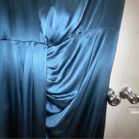 Anthropologie Silk Elegant Teal Sleeveless Dress - Picture 4 of 16